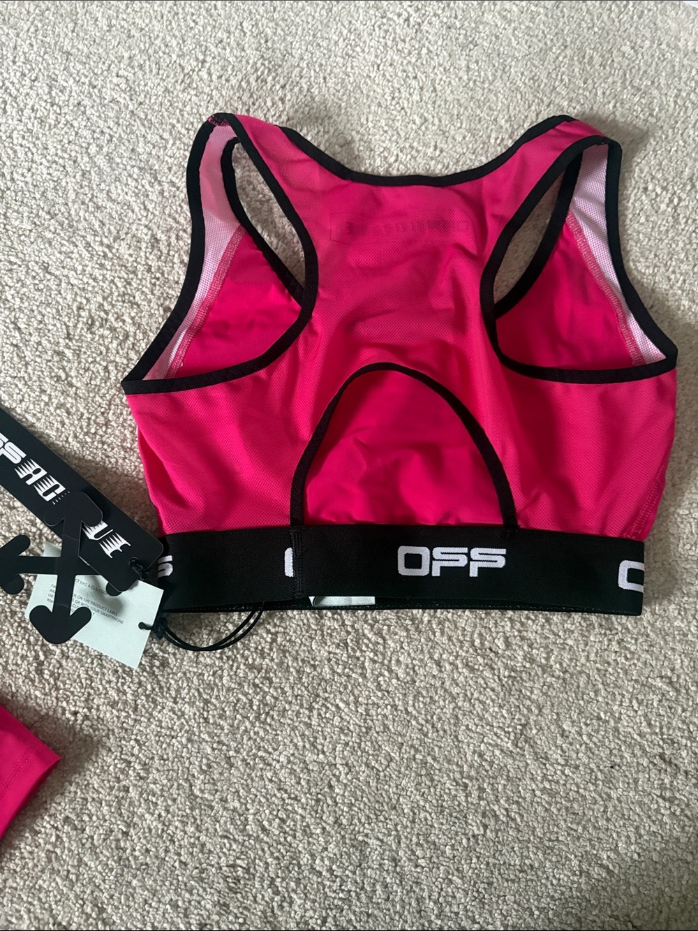 OFF White Hot Pink Sports Bra & Bike Shorts Set - Picture 7 of 7